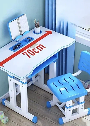 Парта для школярів зі стільчиком блакитна (70*70*45см)