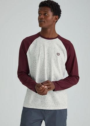 Лонгслів чоловічий easy regular fit бордово-білий, бавовняний, розмір s