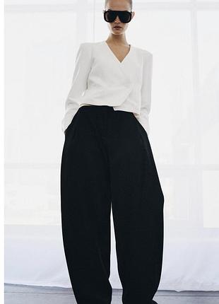 Широкі штани zw collection 1з защіпами зара розмір м