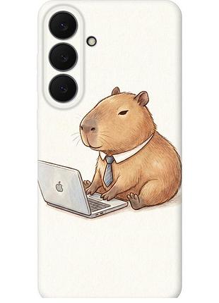 Чехол силиконовый на телефон samsung galaxy s25 fe funny capybara ceo working "6777u-4094-58250"