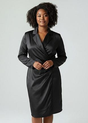 Сукня sportmax code чорна сатинова із запахом, uk 12 / eu 40 / it 44