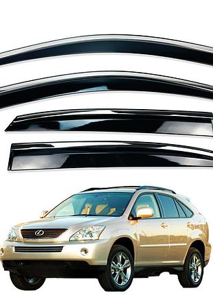 Дефлектори вікон (вітровики) lexus rx ii 300/330/350/400 2004-2009 нерж. з хром полоскою (defl)