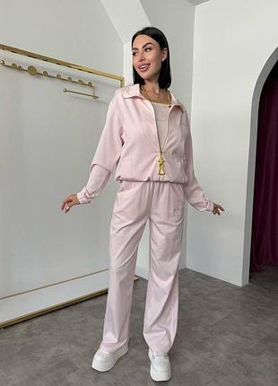 Костюм трійка schiaparelli штани кофта майка ніжний колір