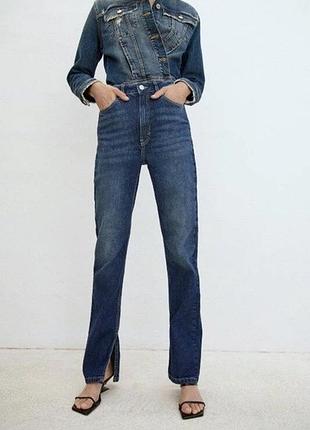 Джинси жіночі zara сині прямі джинси з розрізами 36