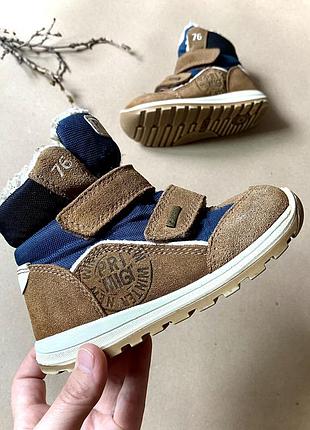 Черевики зимові дитячі для хлопчика primigi gore-tex 25 розмір устілка 16 см | коричневі на липучках shock absorber