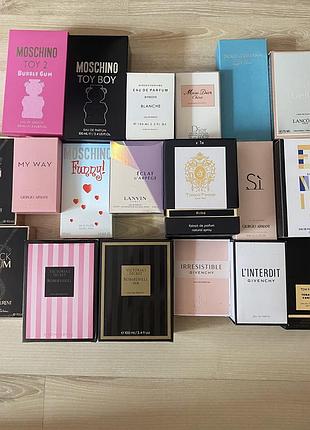 Розпродаю свої залишки парфумчиків, цілою коробкою, 19 шт в оригінальних флаконах, 7 шт- 60 мл і мініатюрки по 10мл. ціна за все лише 7500 грн.