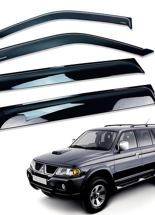 Д/в mitsubishi pajero sport 1996-2008 нерж. з хром полоскою (hawk)