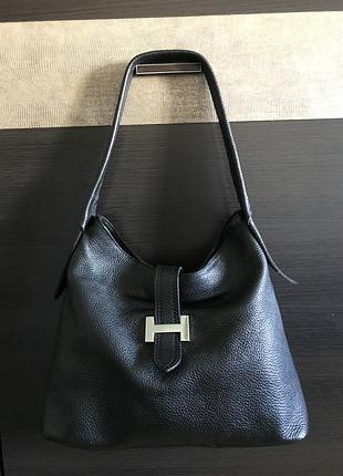 Шкіряна чорна сумка hermes