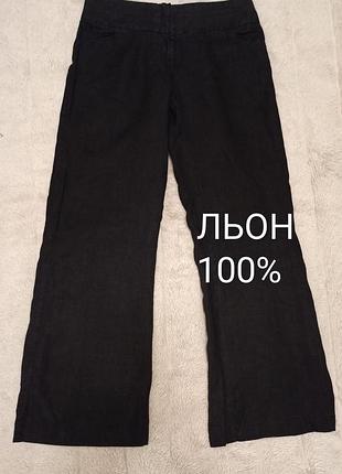 Motivi итальянские женские льняные брюки брюки широкие черного цвета размер