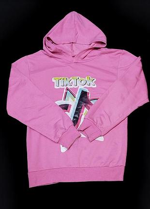Яскраве рожеве худі (толстовка) tiktok 134-140р 8302 б