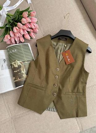 Жилетка топ loro piana хакі на ґудзиках