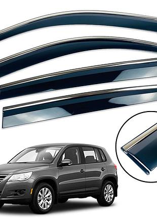 Д/в volkswagen tiguan 2007-2016 (на скотче) нерж. з хром полоскою (defl)