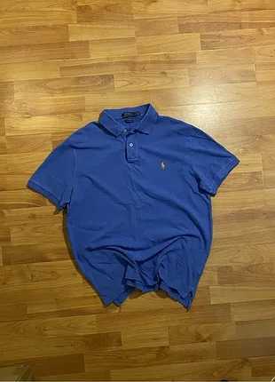 (м-l) футболка поло polo ralph lauren prl голубая хлопковая хлопок