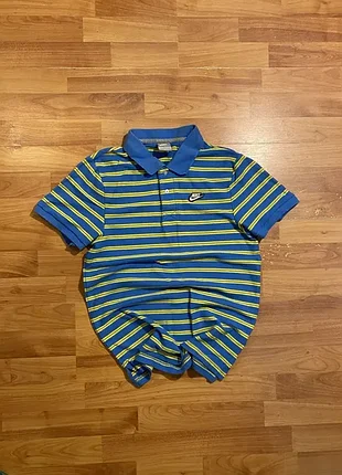 (xs) желто голубая футболка поло nike polo хлопок хлопковая