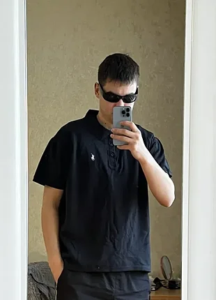 (xl) polo ralph lauren prl черная футболка поло черная