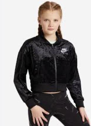 Підліткова  велюрова куртка-бомбер nike  air на дівчинку 146-156 см 12-13 років