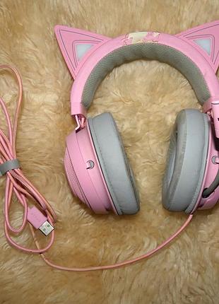 Стримерські usb-навушники razer kraken kitty quartz (ідеальна база під кастом/100% робочі)
