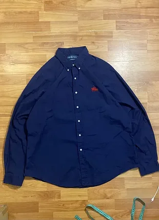 (xxl) polo ralph lauren рубашка синяя синя сорочка хлопковая хлопок