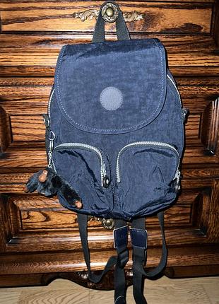Оригінальний міський рюкзак kipling з брелоком-мавпочкою (темно-синій)