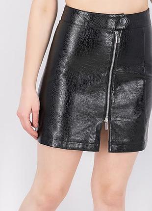 Мініспідниця екошкіра topshop топшоп чорна рок стиль, розмір m/l