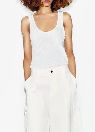 Топ майка в рубчик с прозрачной спиной zara ( xl)