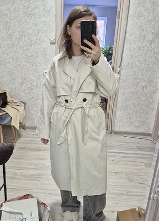 Молочный нюдовый женский тренч стильный меди весенний плащ zara