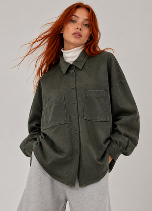 Рубашка зеленая удлиненная оверсайз zara размер s