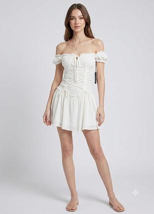🤍 ніжна біла сукня-міні з шнурівкою від prettylittlething (нова з біркою)