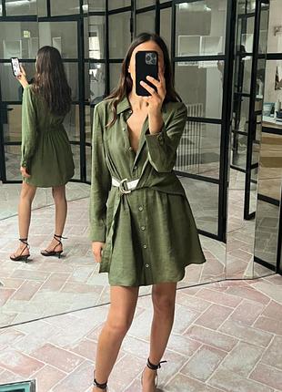 Оливкова сукня-сорочка zara