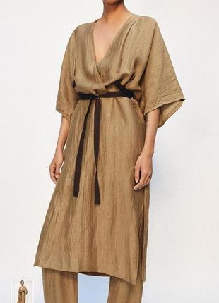 Платье кимоно zara с льном