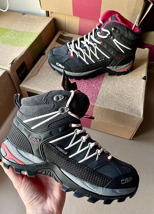 Жіночі трекінгові черевики водонепроникні cmp rigel mid wmn trekking shoe wp antracite off white жіночі високі кросівки для активного відпочинку