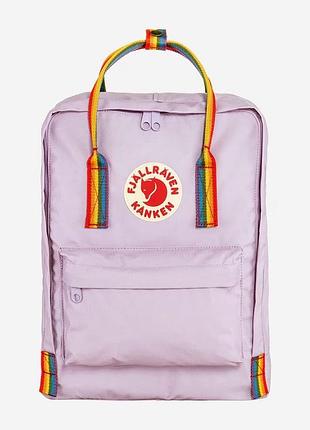 Рюкзак, портфель fjallraven kanken бузкового кольору з райдужними ручками