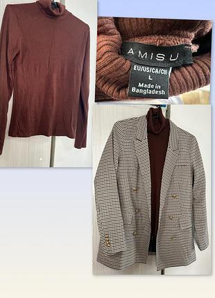 Стильний двобортний жакет у клітинку sinsay (xs) + коричневий гольф amisu