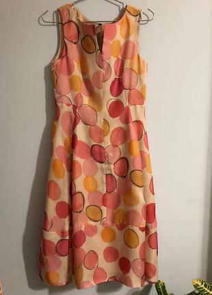 Шелковое платье luisa cerano (100% silk, оригинал) с акварельный принтом polka dot