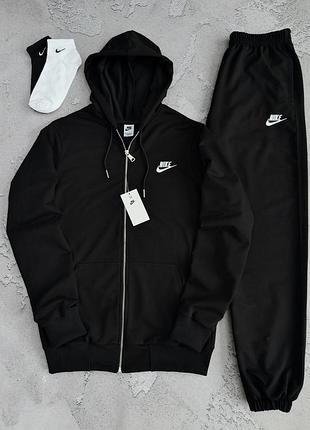 Костюм спортивний чоловічий зіп худі + штани чорний nike! костюм спортивный мужской зип худи чёрный + штаны чёрные! материал двухнитка! размеры s-7xl!