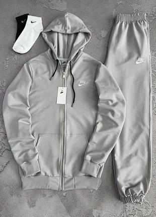 Костюм спортивний чоловічий зіп худі + штани сірий nike! костюм спортивный мужской зип худи серый + штаны серые! материал двухнитка! размеры s-7xl!