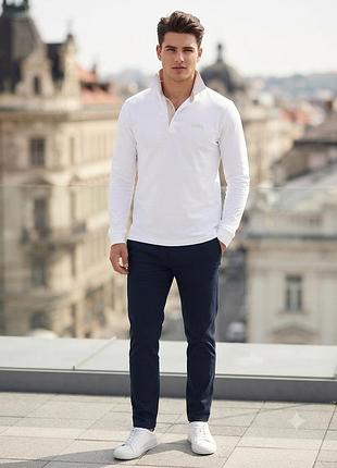 Мужское поло с длинным рукавом boss hugo boss pima cotton оригинал