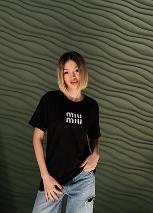 Футболка жіноча miu оверсайз з принтом чорна