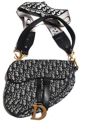 Christian dior saddle из жаккарда oblique с  золотистым логотипом d/0000h/