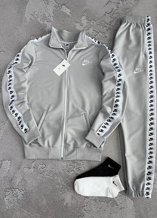 Костюм спортивний чоловічий сірий nike grey! спортивный костюм мужской серая кофта лампас + серые штаны лампас! материал двухнитка! размеры s-2xl!