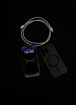 Apple iphone 14 pro 128gb deep purple (esim) [86%] + чохол з magsafe + шнур lightning 10