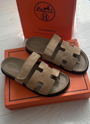 Шльпанці hermes 37(маломірять), беж, преміум комплект