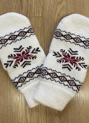 Варежки женские из овечьей шерсти уплотненные