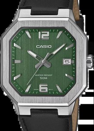 Годинник чоловічий casio timeless collection mtp-b195l-3a сталевий корпус зелений циферблат