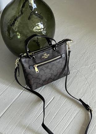 Женская сумка coach mini gallery crossbody коричневый коуч через плече