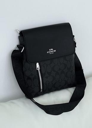 Мужская сумка мессенджер coach через плечо черный коуч