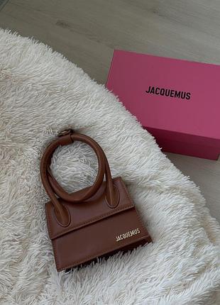 Сумка жіноча jacquemus le chiquito noeud коричневий клатч жакмюс premium