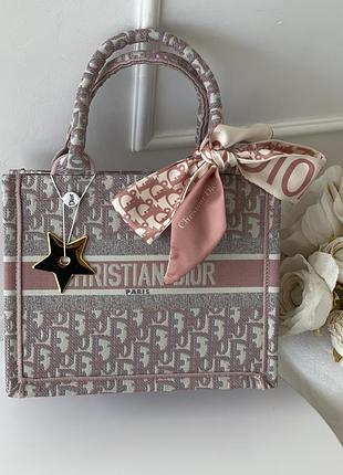 Сумка-шопер крістіан діор текстиль шопер dior medium size рожевий