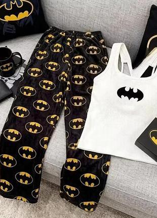 Комплект костюм піжама batman плюшеві штани + топ майка