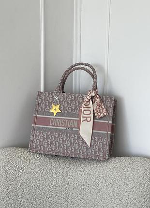 Сумка-шопер крістіан діор текстиль шопер dior large size рожевий